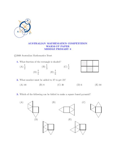 australian mathematics competition past papers pdf